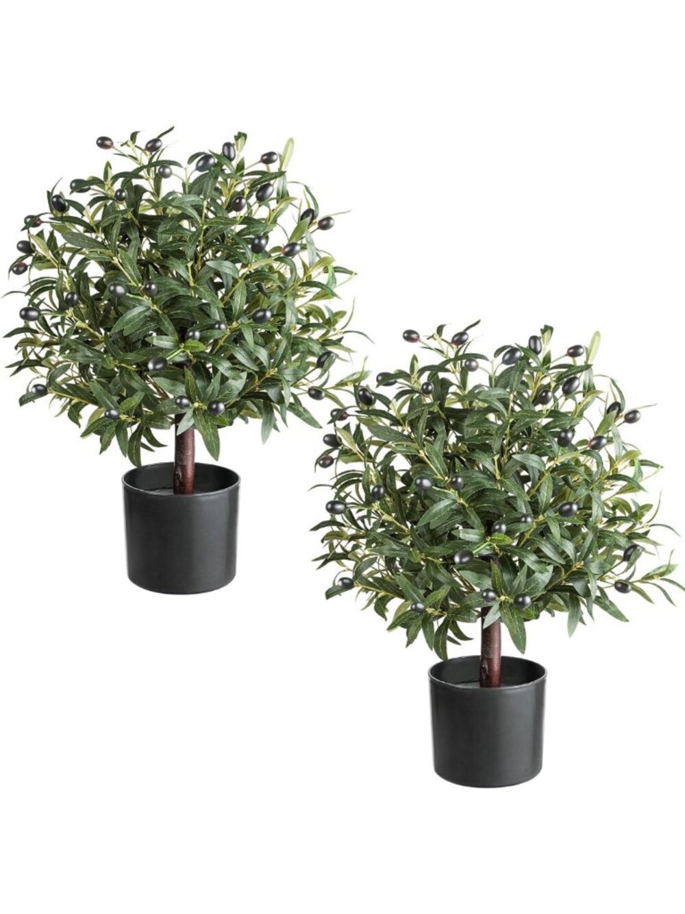 25" Tall Artificial Olive Topiary Ball Trees - Set of 2, Perfect Home Decor